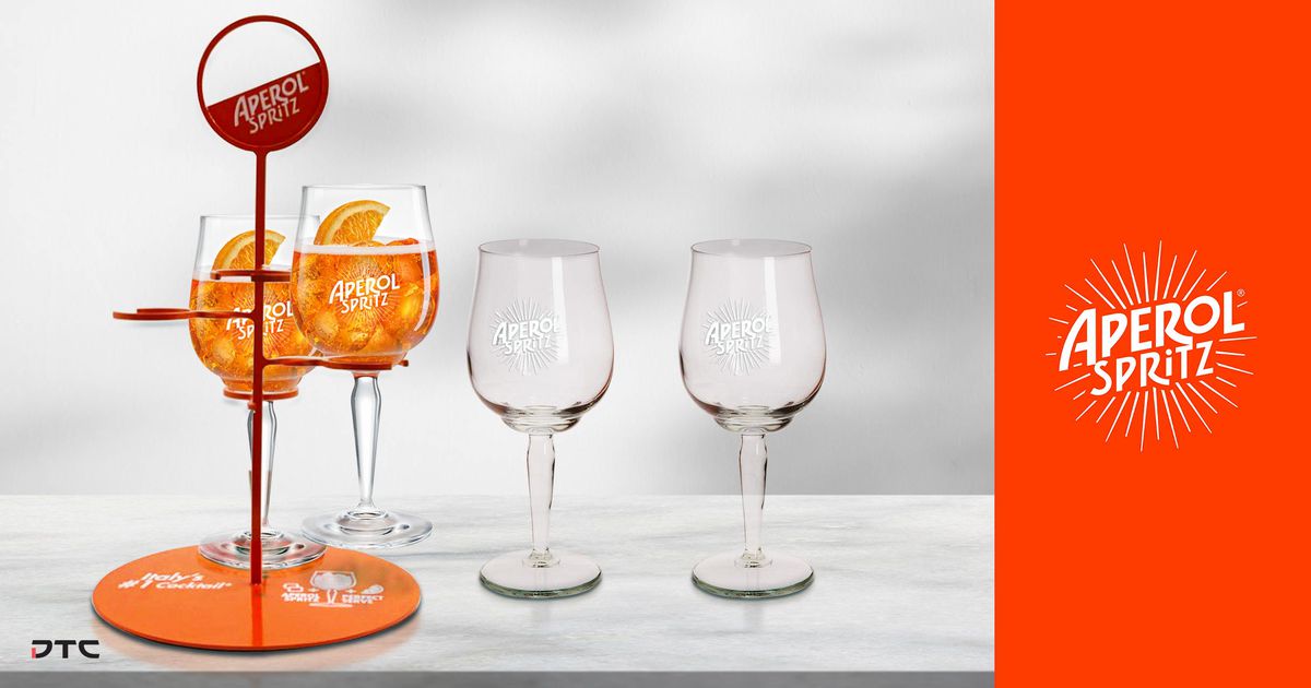 Customised POSM Solutions — Aperol Spritz Cocktail Glass and Tree Stand