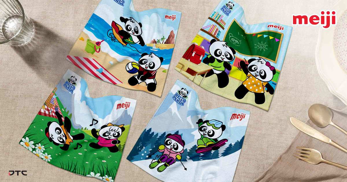 Meiji HELLO PANDA Handkerchiefs — Promotional GWP Merchandise