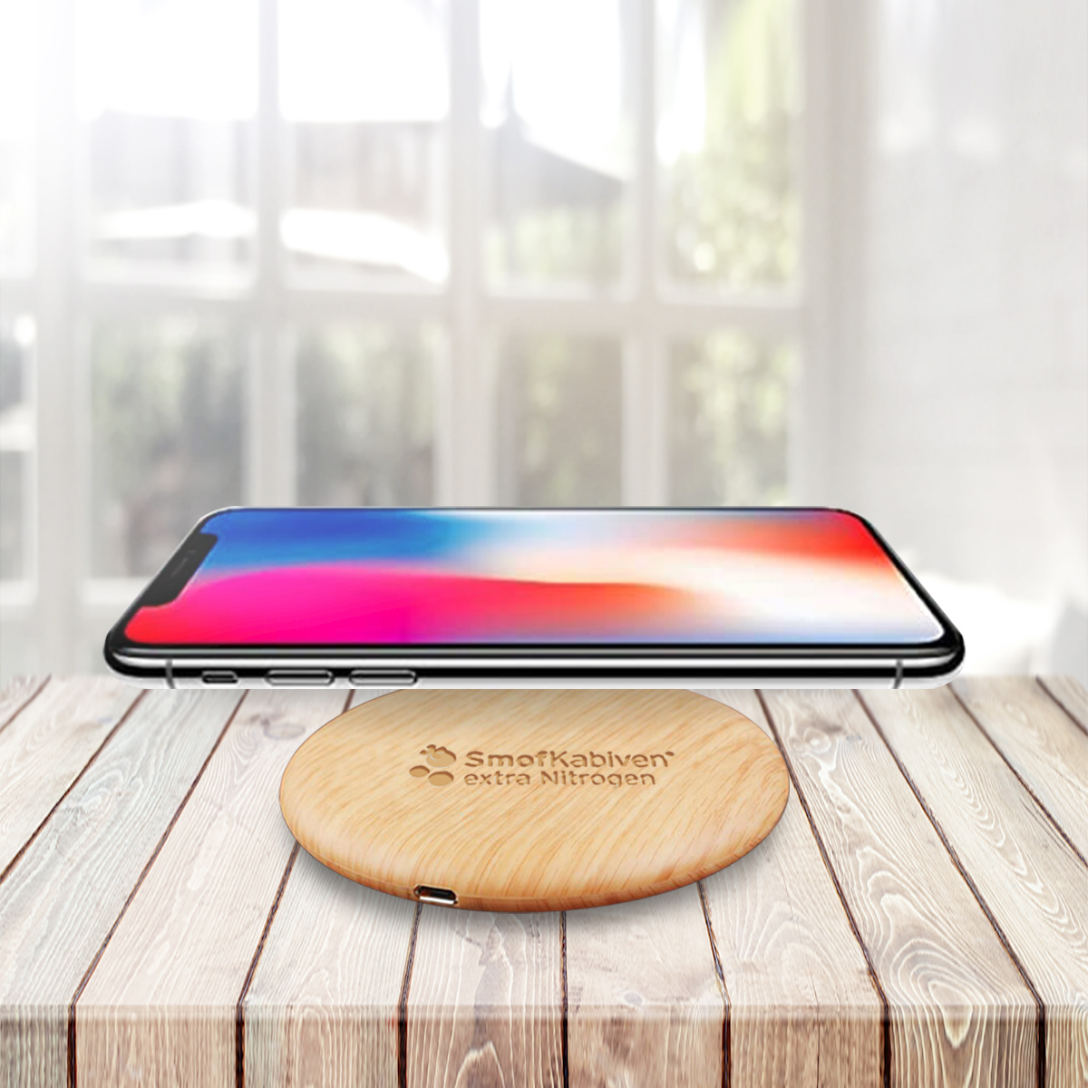 Round Wooden Wireless Charging Pad