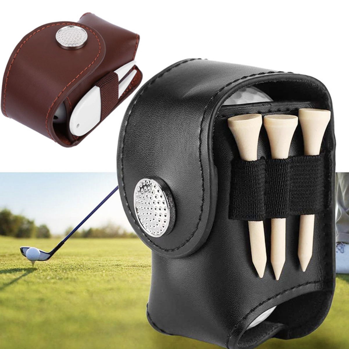 Leather Golf Ball Pouch