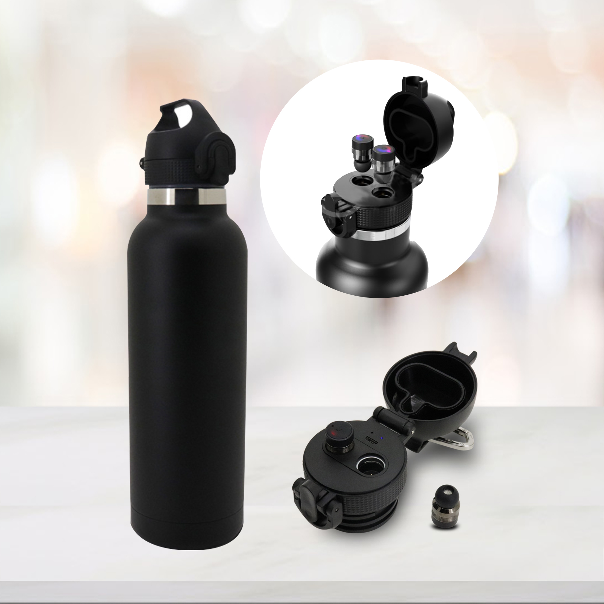 Stainless Steel Bottle with Bluetooth Earphone