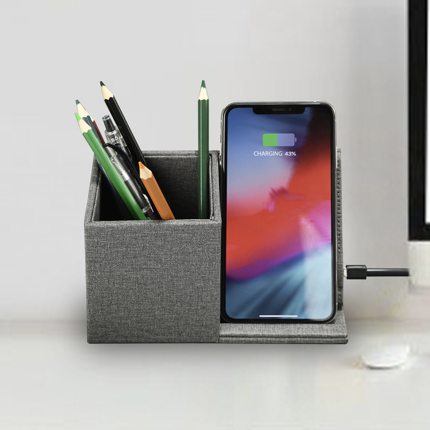 Stationery holder cum wireless charger