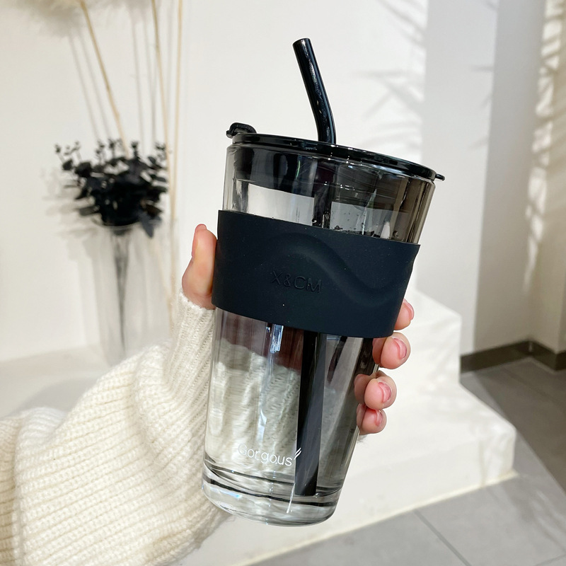 Trendy Glass Tumbler with Straw