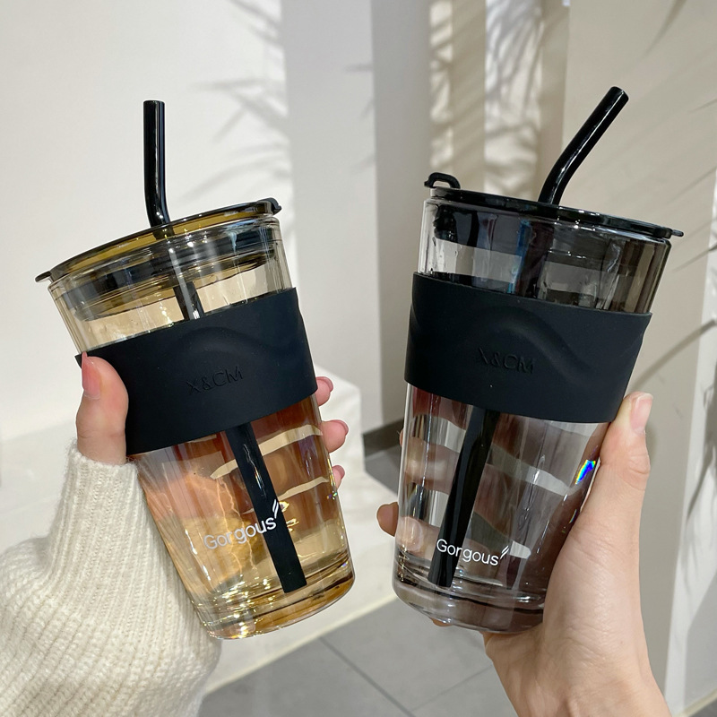 Trendy Glass Tumbler with Straw