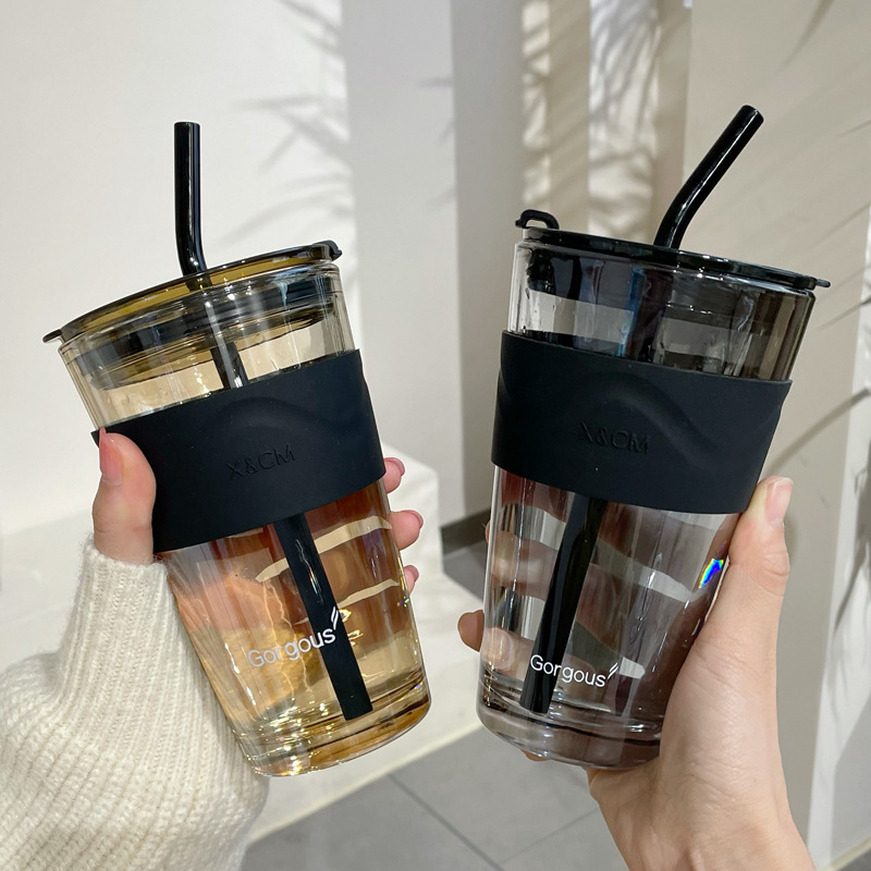 Trendy Glass Tumbler with Straw