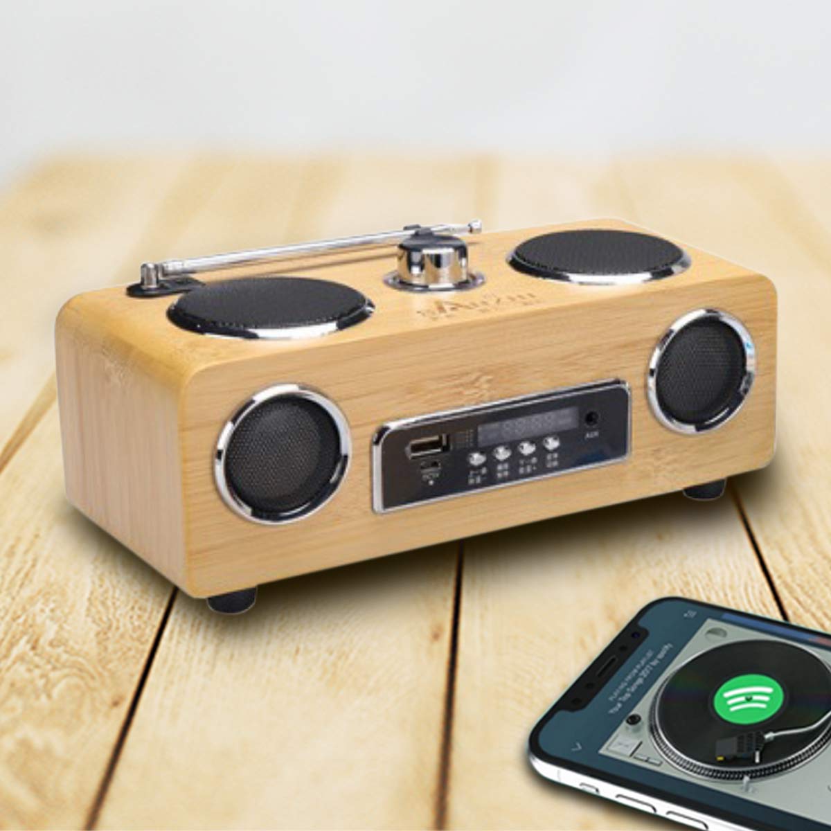 Retro Bamboo Wood Portable Speaker