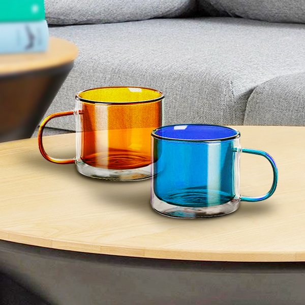 Coloured Double Wall Insulated Glass Mug (250ml)