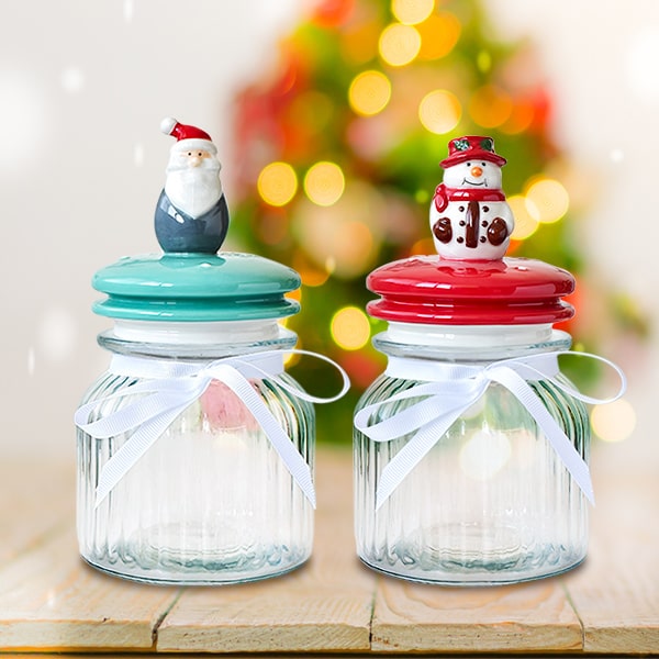 Christmas Airtight Glass Food Storage Jar