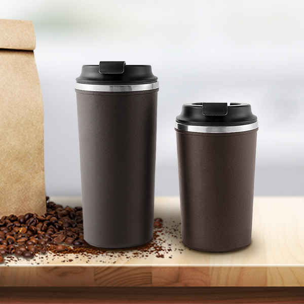 Reusable On-the-go Tumbler With Sipper Lid Made from Coffee Grounds