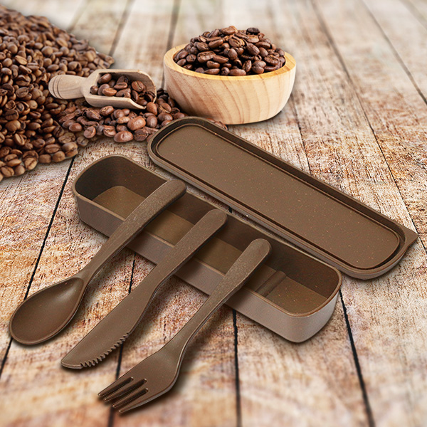 ZeroWaste Cutlery Set Made from Coffee Grounds
