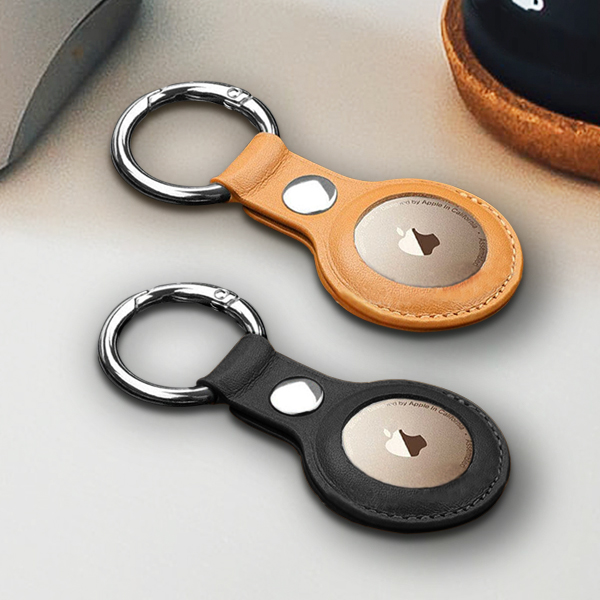 Waterborne PU Leather AirTag Keyring