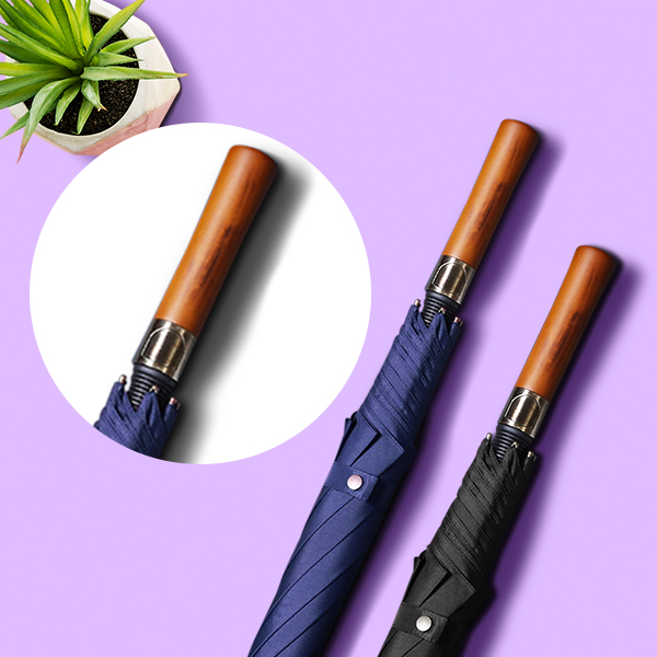 Vintage-Style Golf Umbrella with Wooden Handle