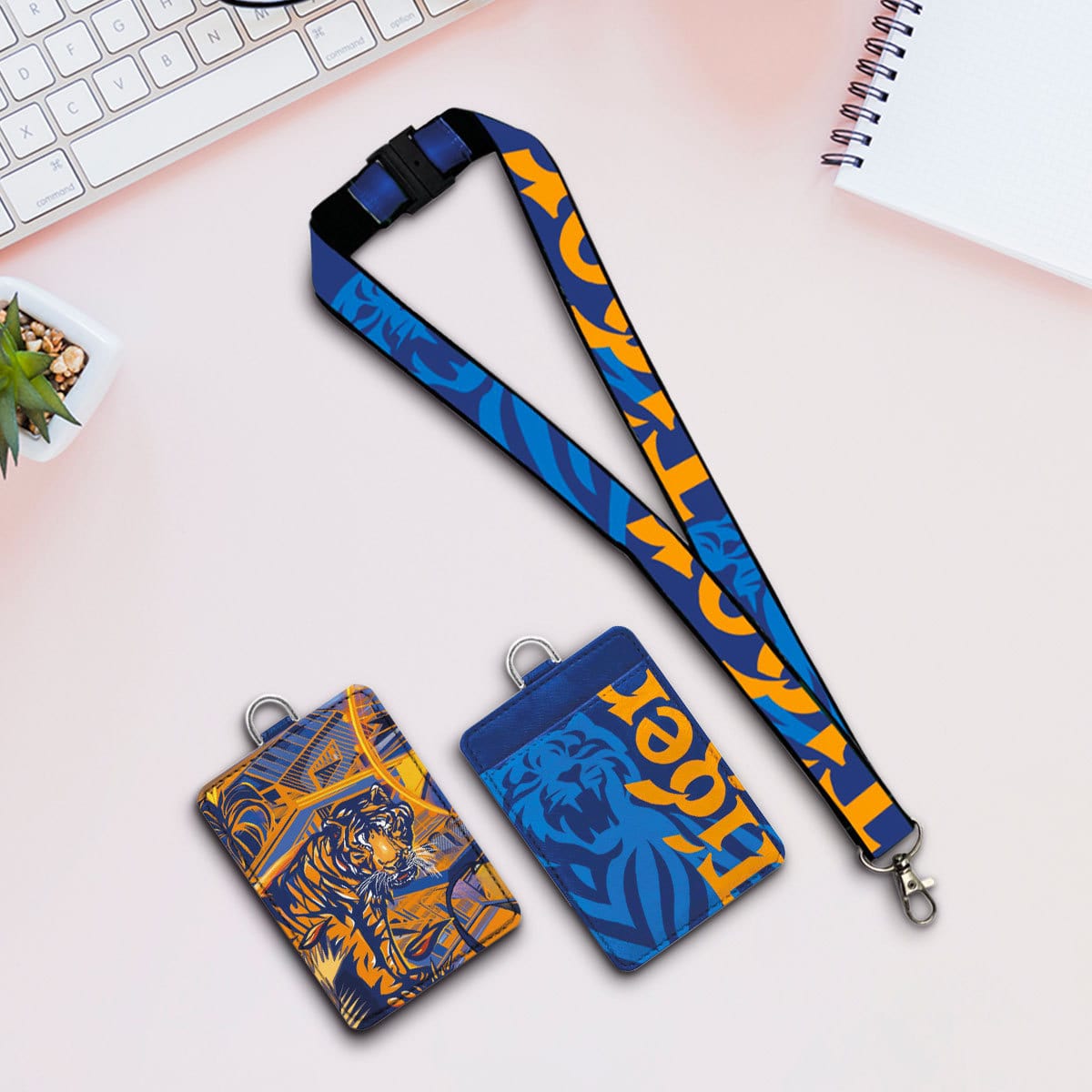 Customised Lanyard with Leather Card Holder