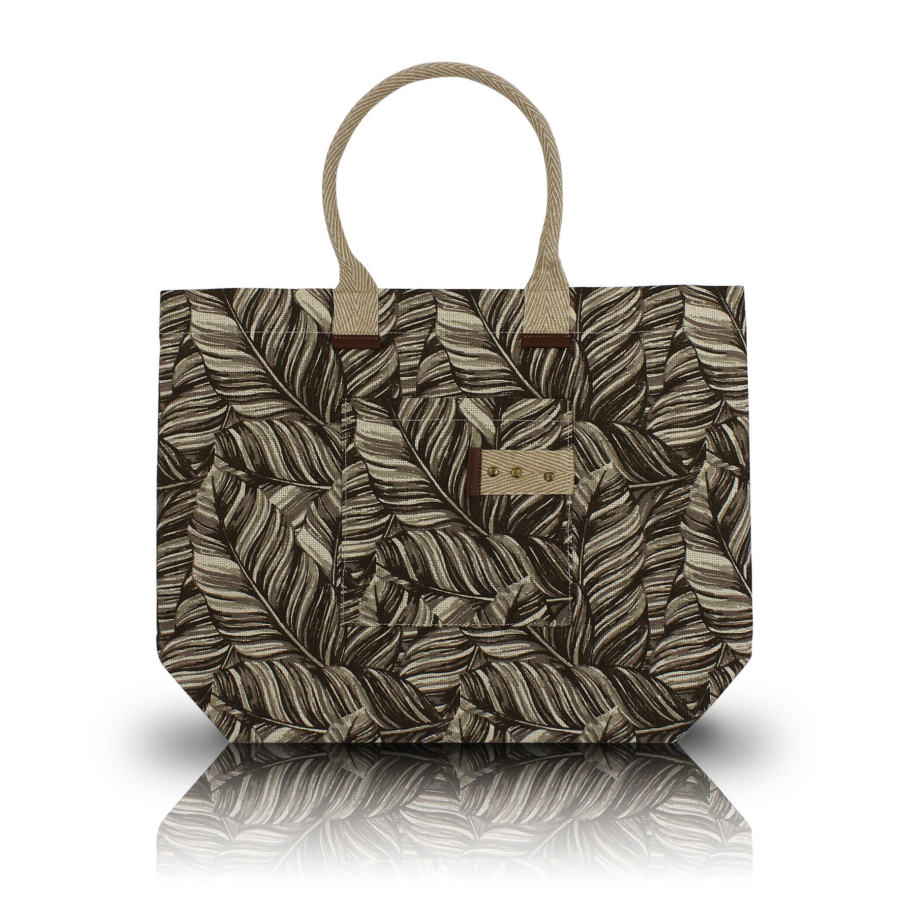 Leaf Print Jute Bag